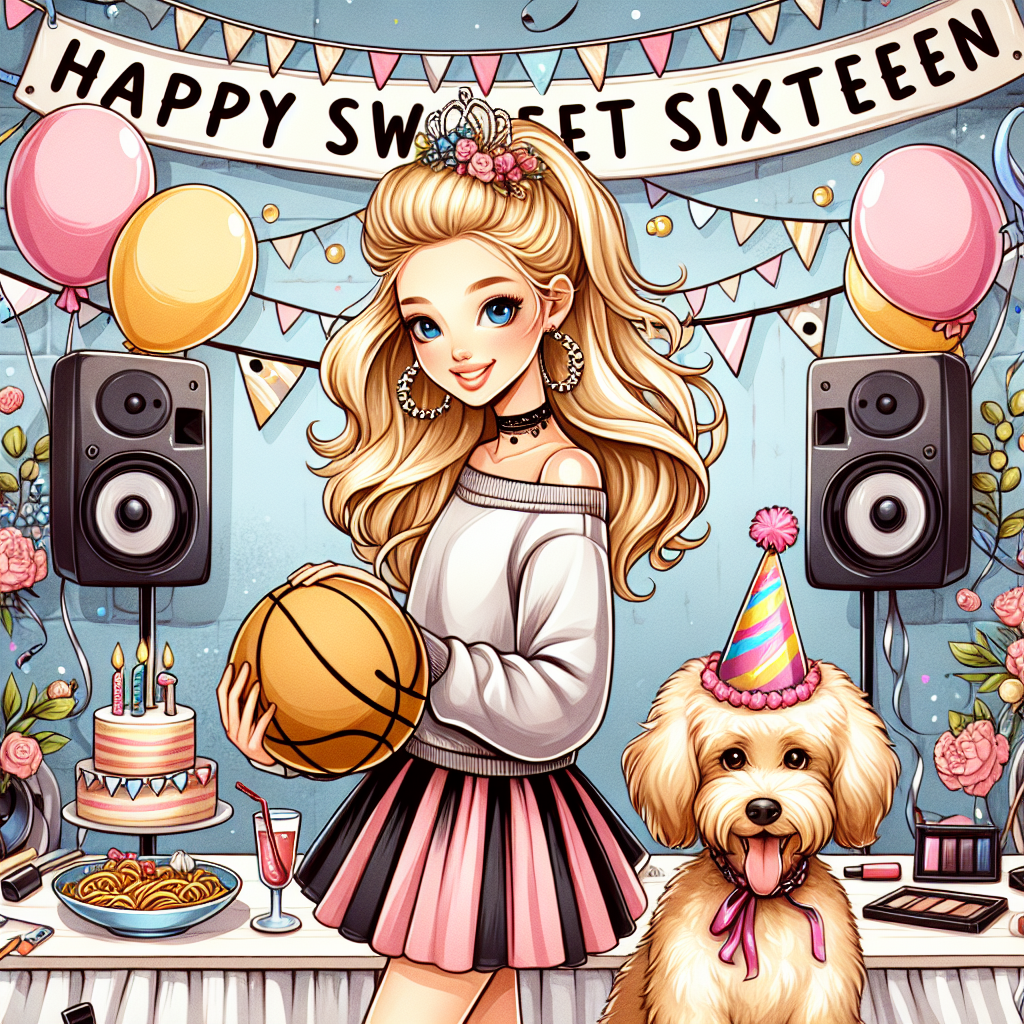 Sweet sixteen, Blonde, Fashion, Make up, Netball, Pasta, Labradoodle, Rap music, and Granddaughter Birthday Card