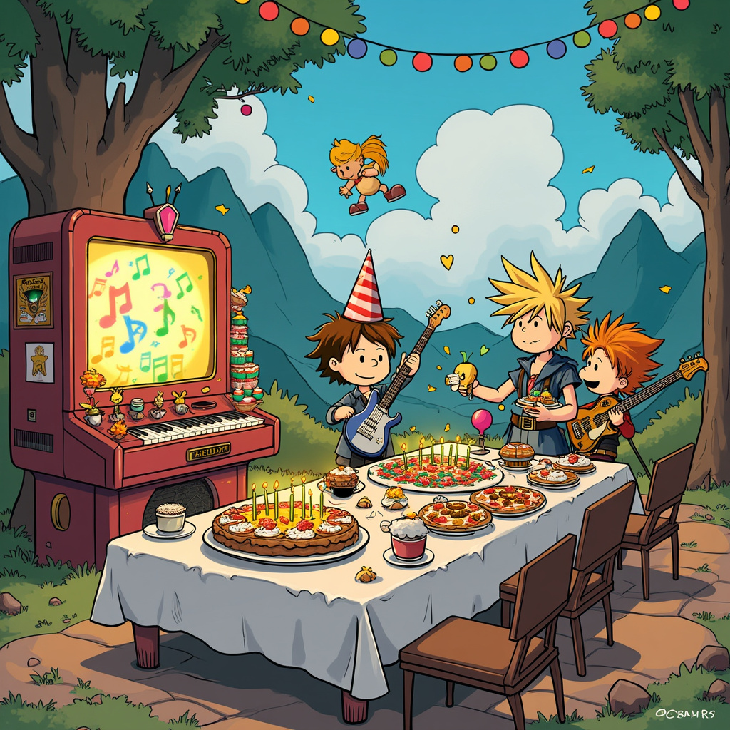 Gaming, Music, Food , and Final fantasy Birthday Card
