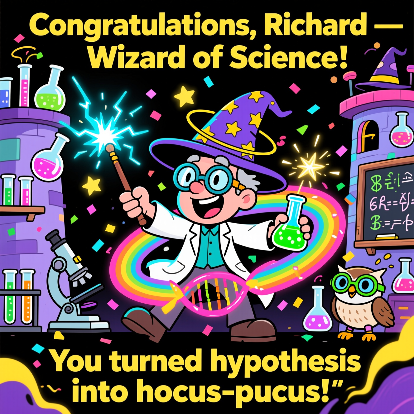 Wizards, science , and Congratulations Card