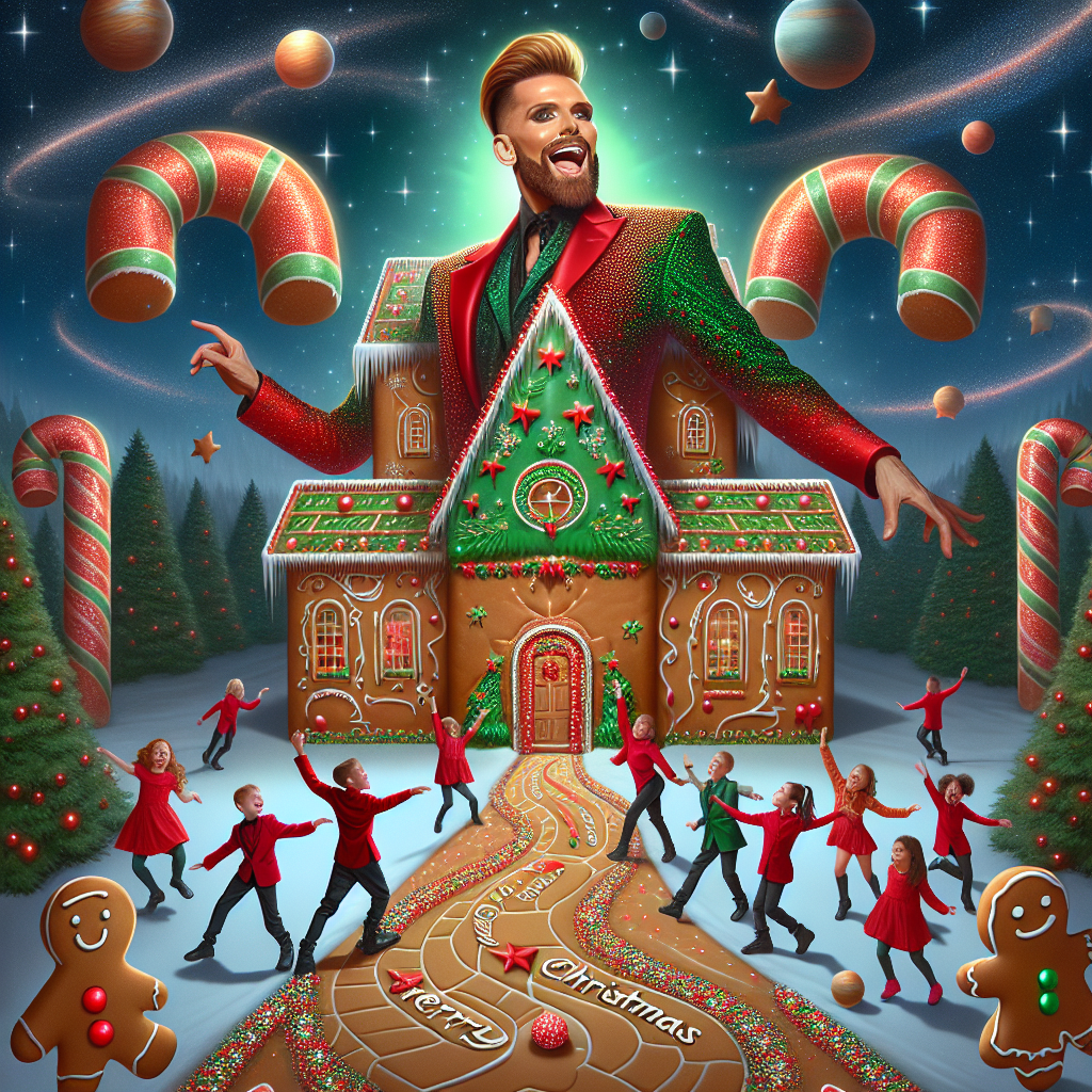 A picturesque scene unfolds with Michael Jackson, in a whimsical style, leading a group of delighted children in a dance in front of a giant gingerbread house. He's donning a festive version of his famous black and white attire, now in red and green, complete with shiny Christmas baubles. Above them, the stars in the night sky arrange themselves to read 'Merry Christmas card', and the winding path to the house is lined with candy canes that have 'I wish you a merry Christmas' written on their curves.
Generated with these themes: Michael jackson .
Made with ❤️ by AI.