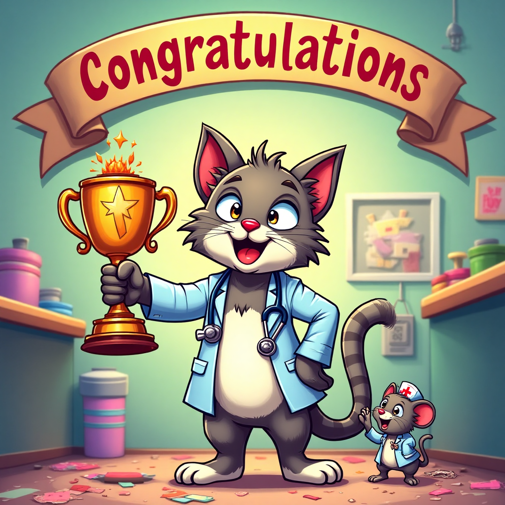 Dr Cat, and Congratulations Card