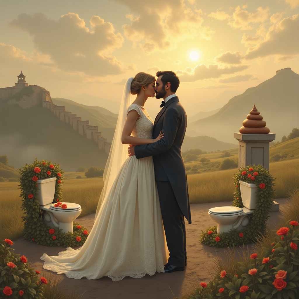 Poop, Toilet, France, Great Wall of China, and Abraham Lincholn and Taylor Swift kissing Wedding Card