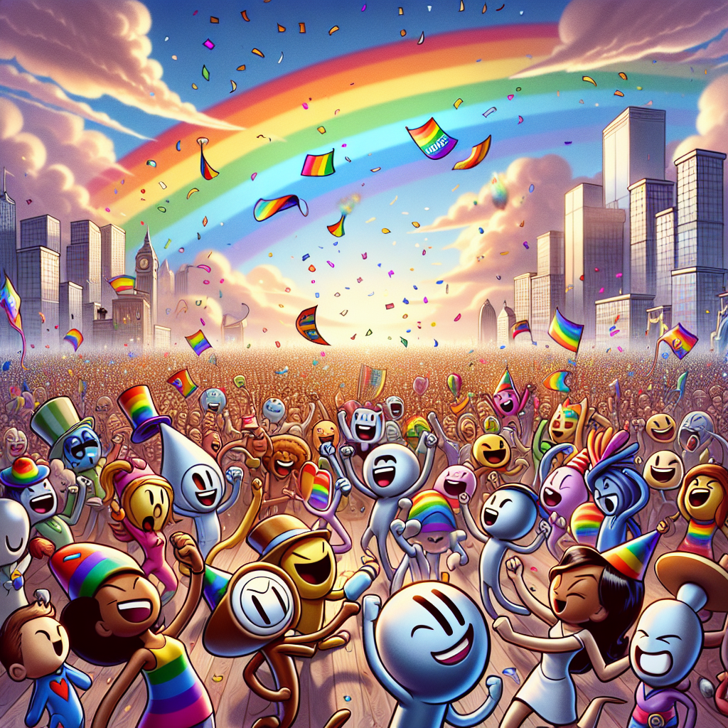 Happy Pride, Rainbow , Party, Skyline, and Dancing Congratulations Card