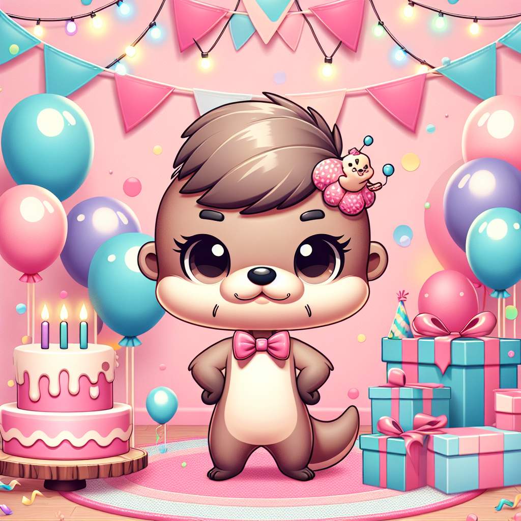 Pink, KPop, and Otters Birthday Card