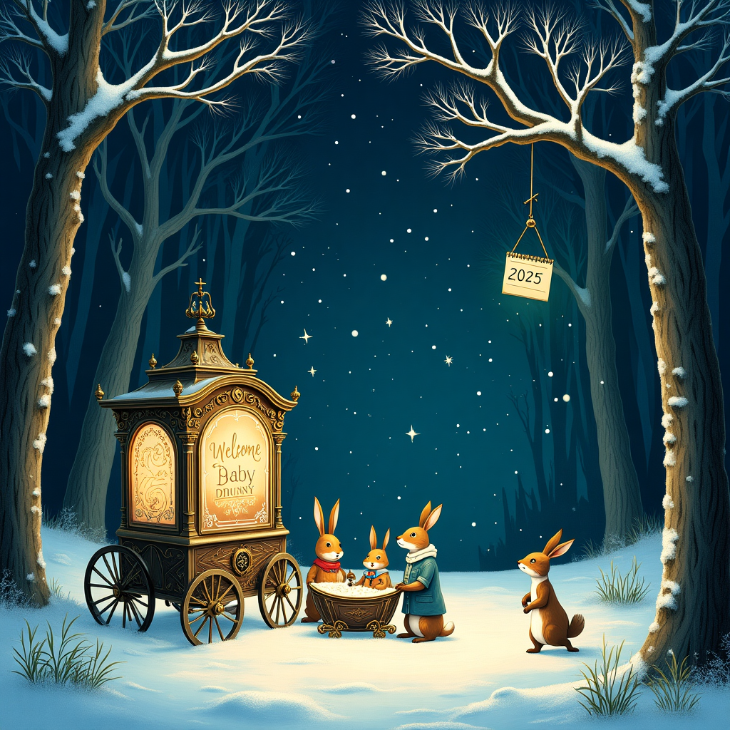 Winter , Forest , and 2025 New-baby Card