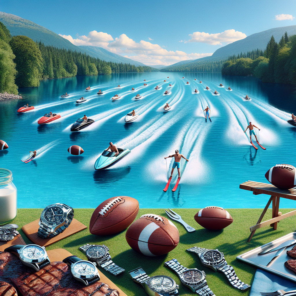Imagine a serene scene set alongside a pristine and crystal-clear lake under a clear, azure sky. A cluster of miniature cars, as if performing a delightful ballet, glide buoyantly on water skis on the lake's immaculate surface, each trailing a tiny football bobbing on the water behind them. Adjacent to the lake, an array of polished and elegant wristwatches lay spread out meticulously on the grassy shore, their hands ticking in sync with the sizzling sound emanating from a nearby barbecue grill. Irresistibly sizzling on the grill is a juicy steak, wafting an odd yet whimsical aroma that's synonymous with jubilation and the distinct scent of fried football stitching.
Generated with these themes: Cars, Football, Watches , Lakes, and Steak.
Made with ❤️ by AI.
