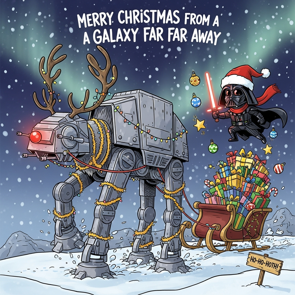 Star Wars, Darth Vader, AT-AT, and Christmas Card