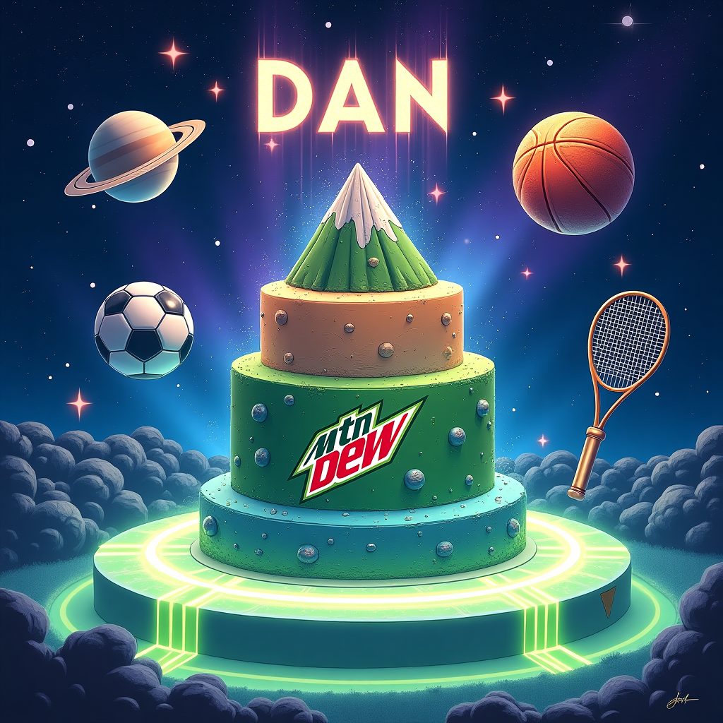 Space, Science fiction , Soccer, Tennis, Basketball , and Mountain Dew Birthday Card