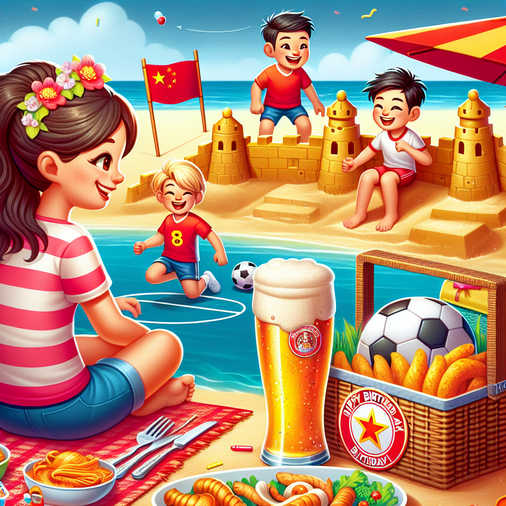 Watford soccer club, His brunette wife and two children, Beaches, Beer, and Chinese food Birthday Card