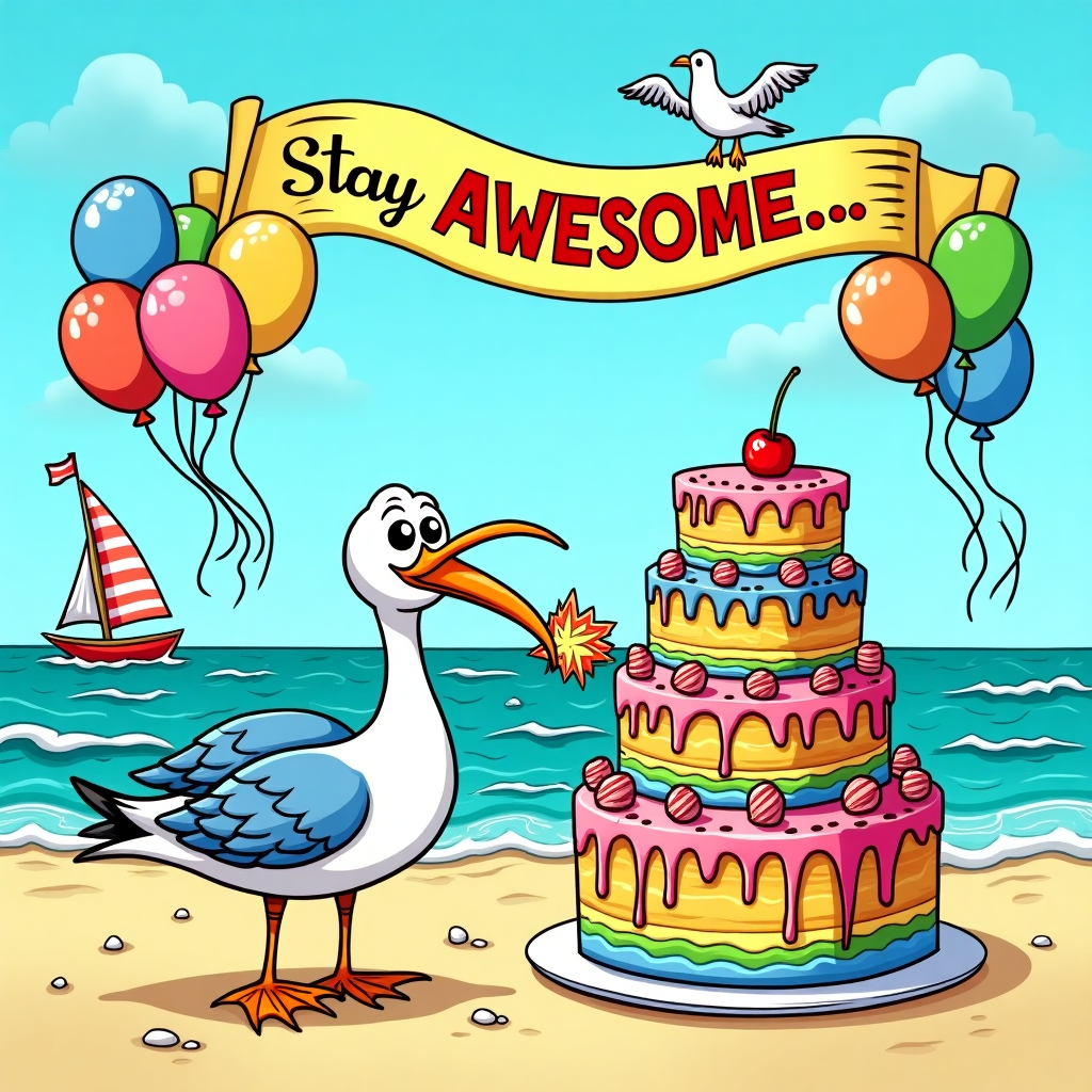 Cake by the ocean Birthday Card