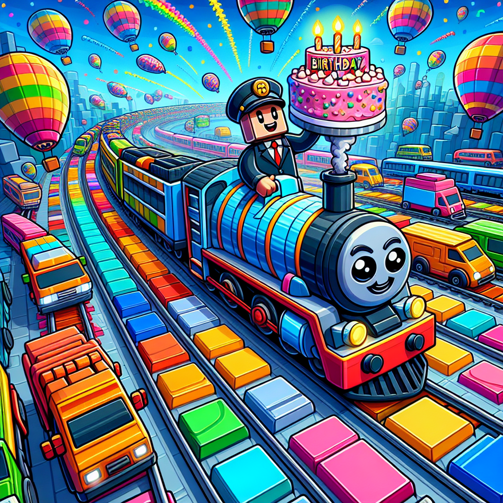 Motorways, Roblox, trains Birthday Card