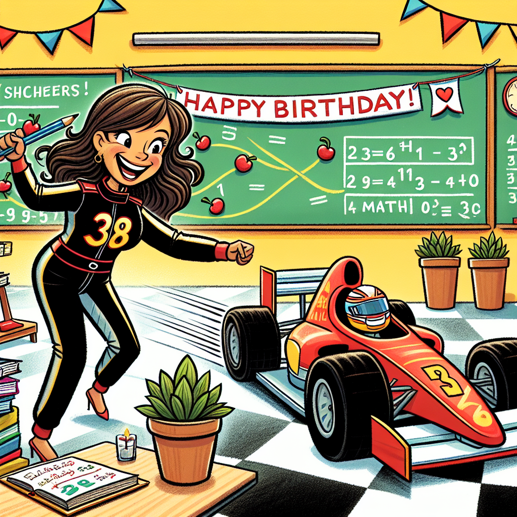 Teacher , Formula 1, Cherries, and Plants Birthday Card