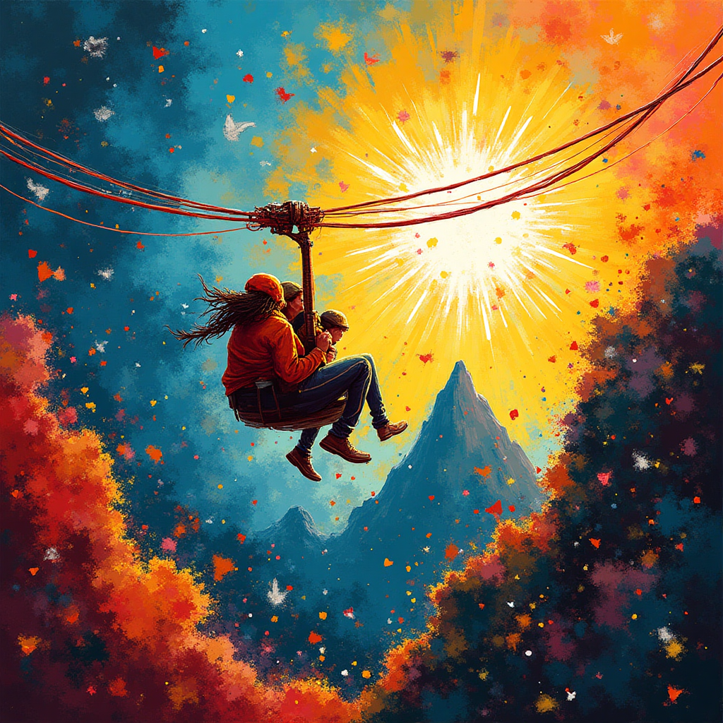 Riding a zipwire, and Farewell Card