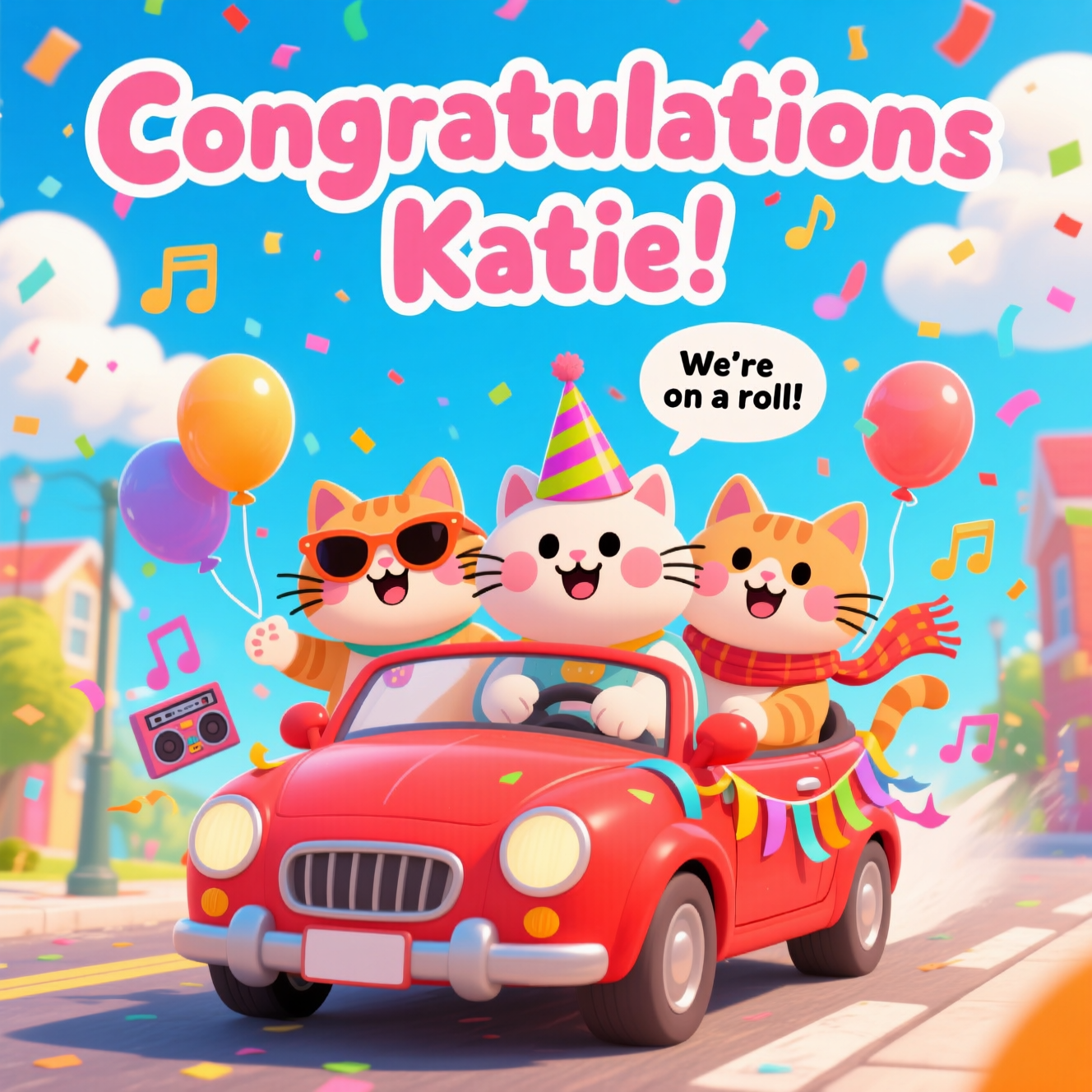 Cats car music, and Congratulations Card