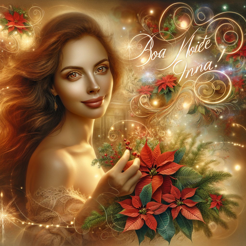 Women with a Brown hair, Brown eyes, huge smile working with flowers Christmas Card