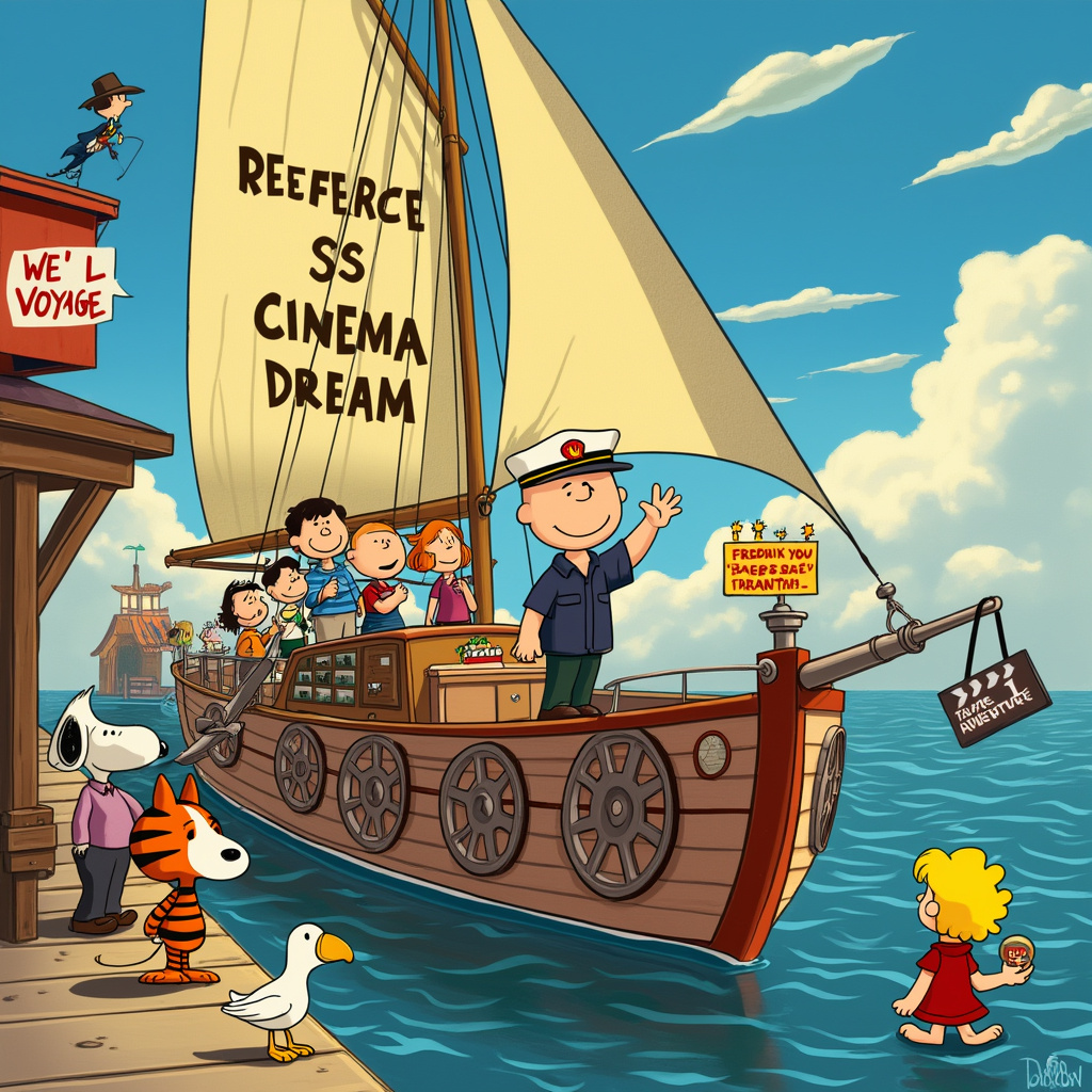 Movies, boat, collegues from Windy Farewell Card