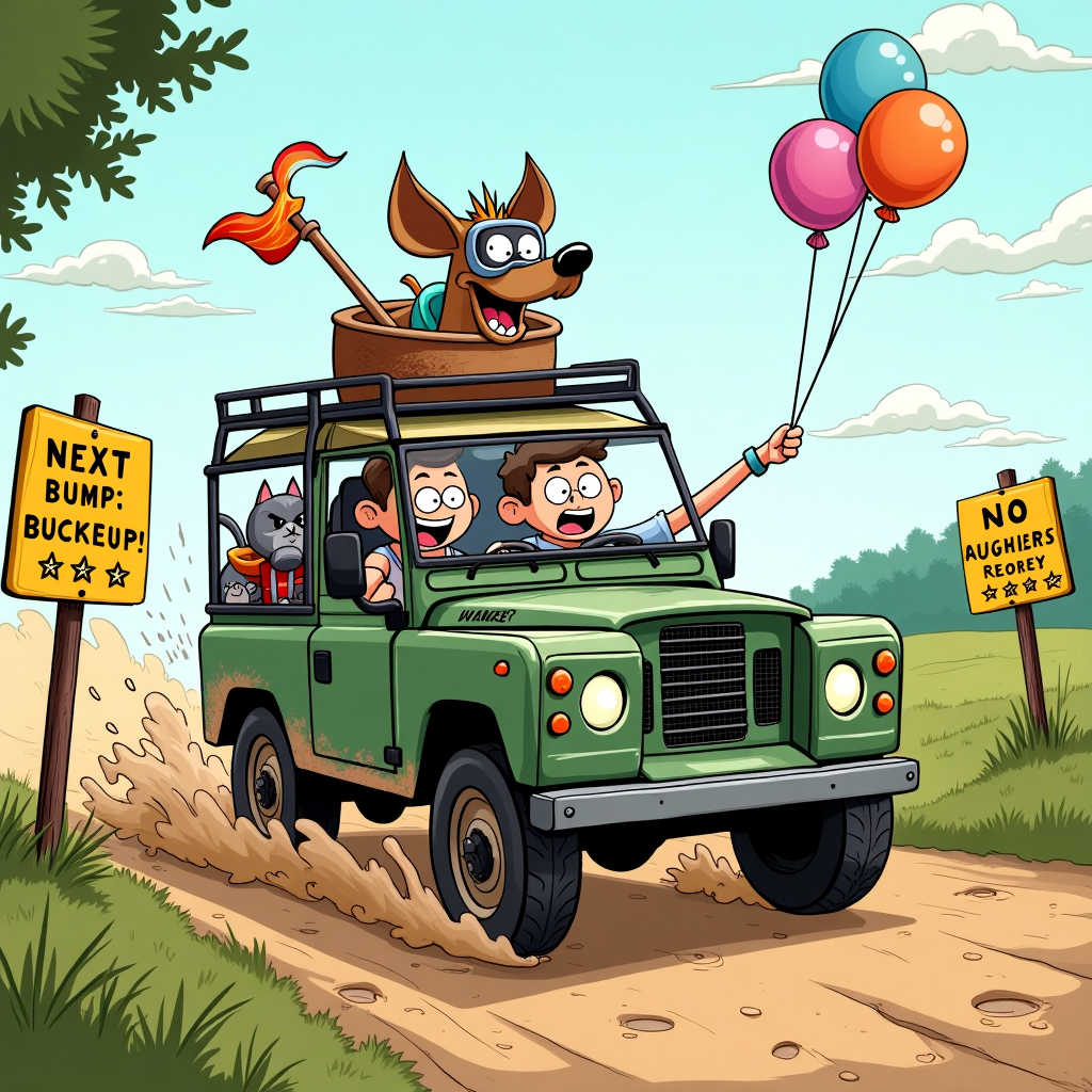 Land rover , Dachshund , Grey cat, and Couple Birthday Card
