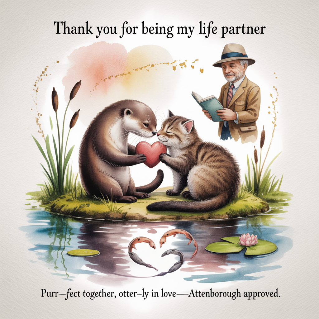 Cat, Otter, David Attenborough , and Thank-you Card
