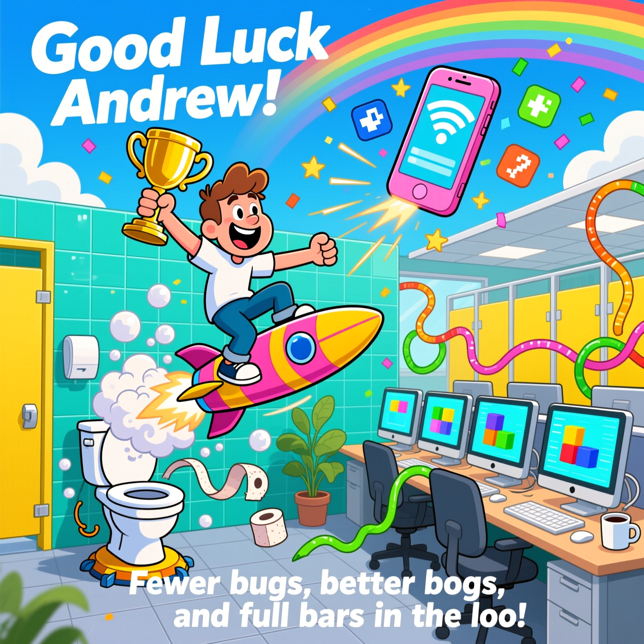 Computers, mobiles, toilets, and Farewell Card