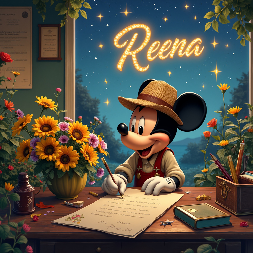 Mickey mouse, Flowers, Stationary, Stars, and Management Thank-you Card