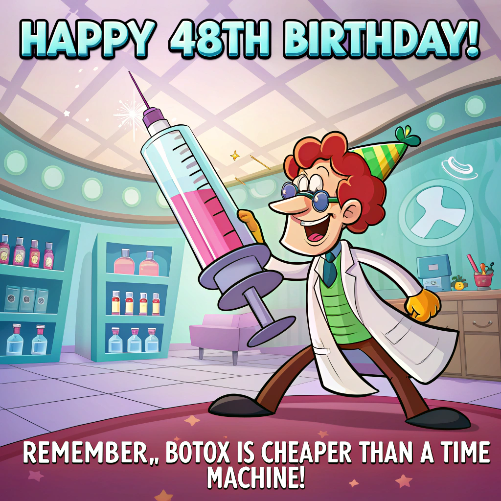 He is a aesthetic physician it has to be in a clinic setting with syringe in hand, and Birthday Card