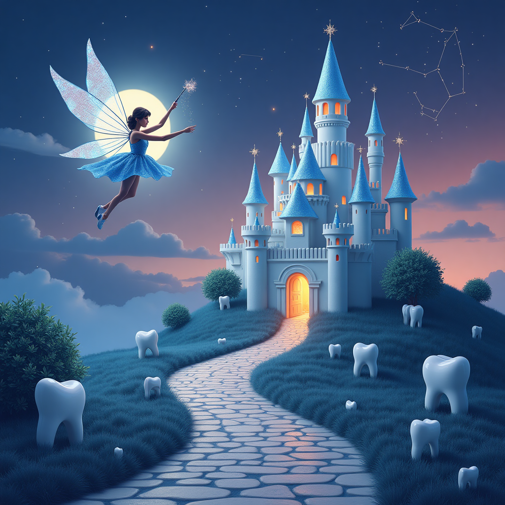 Tooth fairy, Castle made of teeth, Teeth, and Magic Congratulations Card