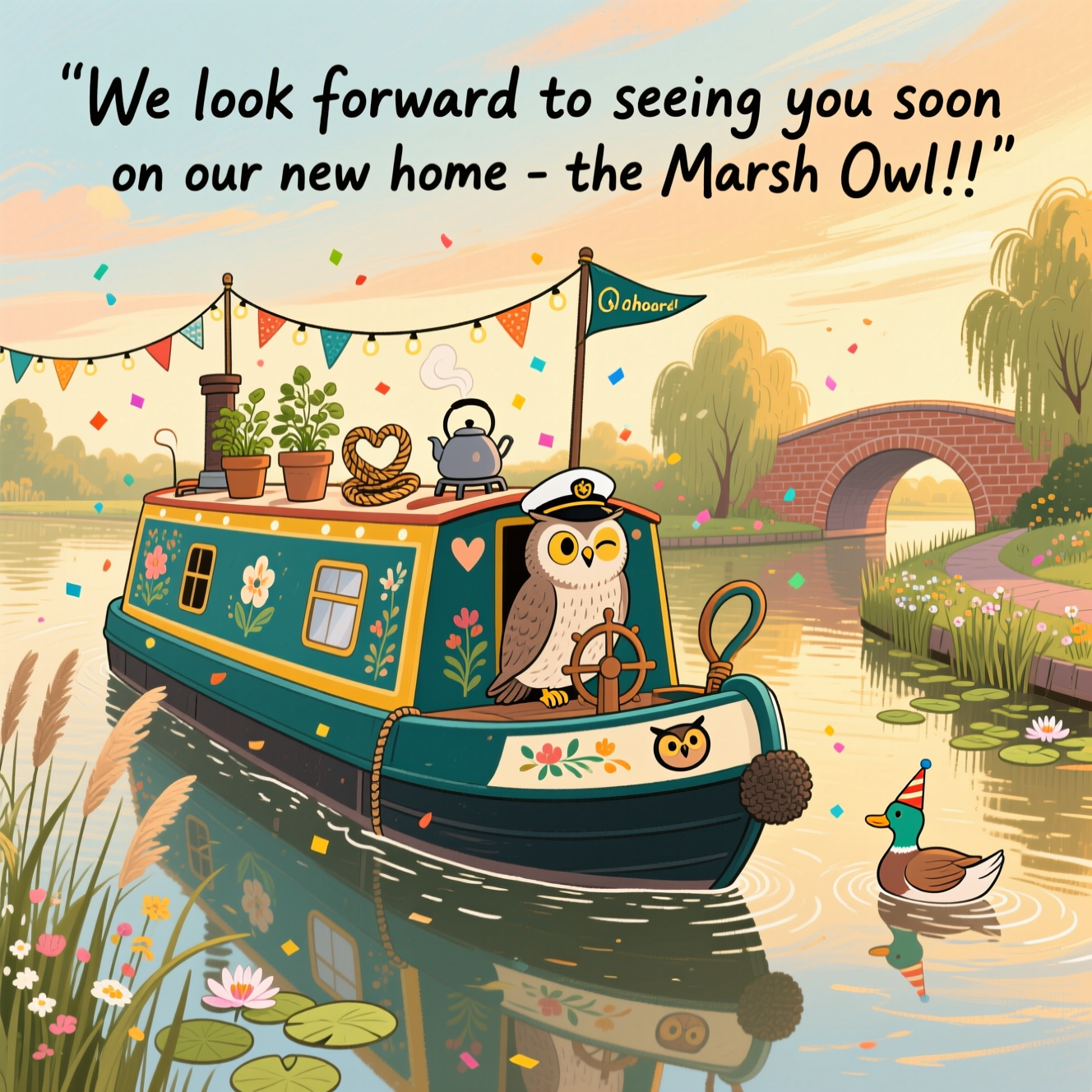 Narrow boat, and Congratulations Card