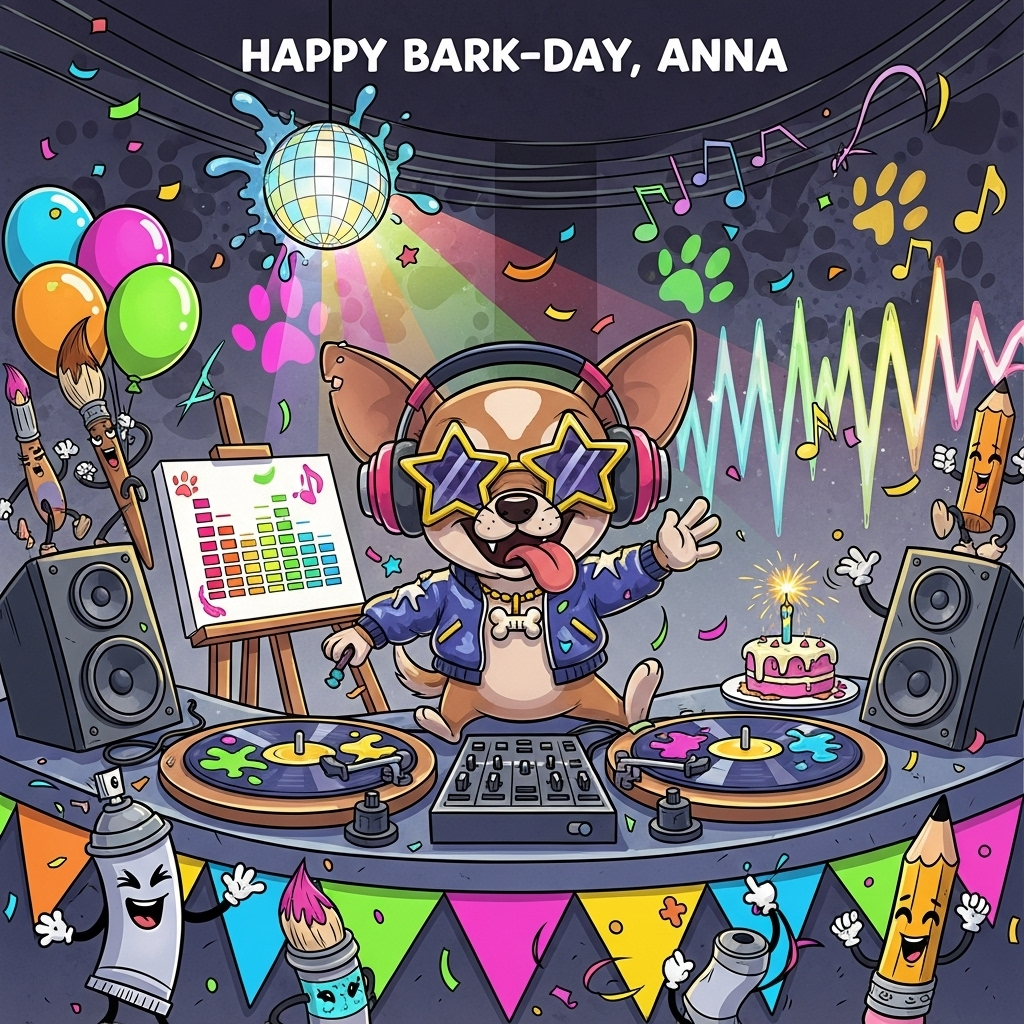 Dj, art, chihuahua, and Birthday Card