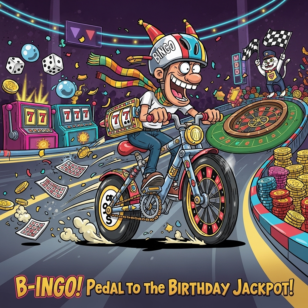 Bingo , Casino, Biking , and Birthday Card