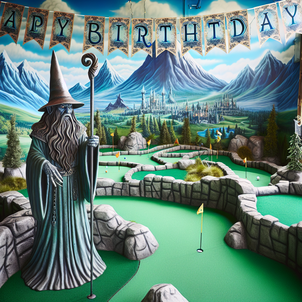 Lord of the Rings, Gandalf, and Golf course Birthday Card