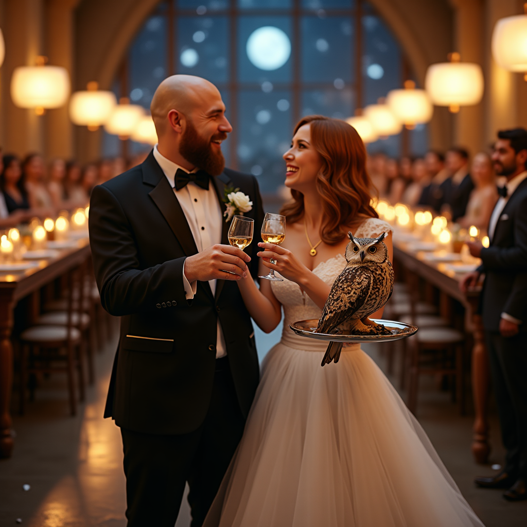 Harry potter, star wars, bald groom with beard, ginger haired bride, and Wedding Card