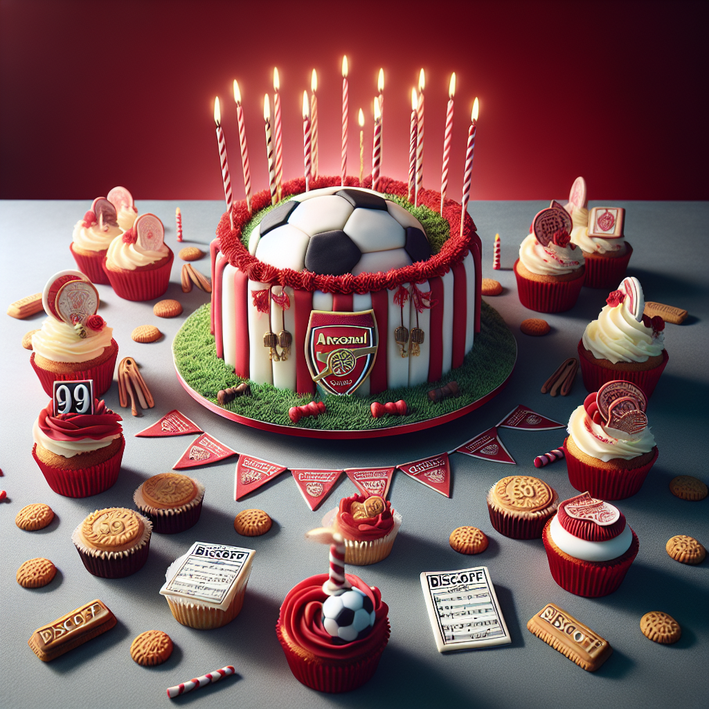 Create an engaging, realistic birthday scene inspired by the intense red and white colours associated with a generic soccer team. In the middle sits a tastefully decorated cake, complete with soccer balls and a vague but unmistakable team badge. Surrounding the central cake are opera-themed cupcakes, embellished with carefully designed musical note icing and miniature playbills for an added touch of culture. Biscoff biscuits are dispersed neatly around the celebration space, waiting to be enjoyed by attendees. This creates an unique blend of culinary delight and visual appeal.
Generated with these themes: Charlton Athletic FC, Opera, and Biscoff biscuits.
Made with ❤️ by AI.