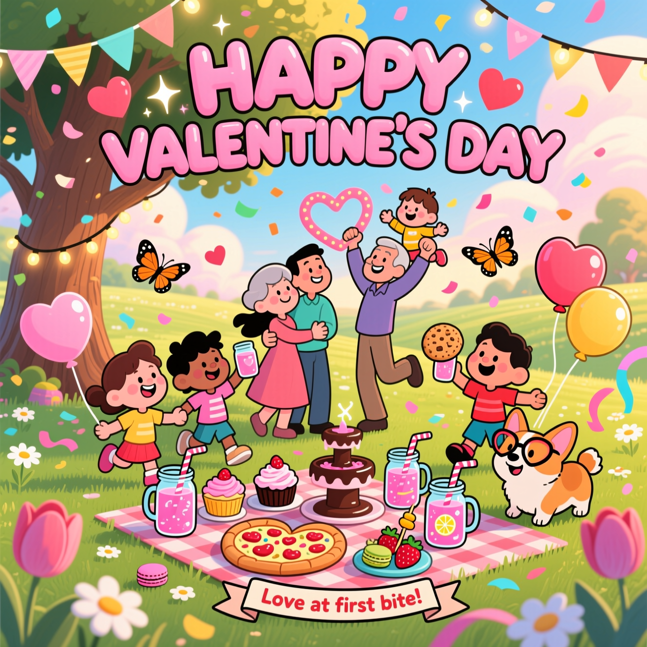 Nature, party, people together, food, drinks, Love, Family, and Valentines-day Card
