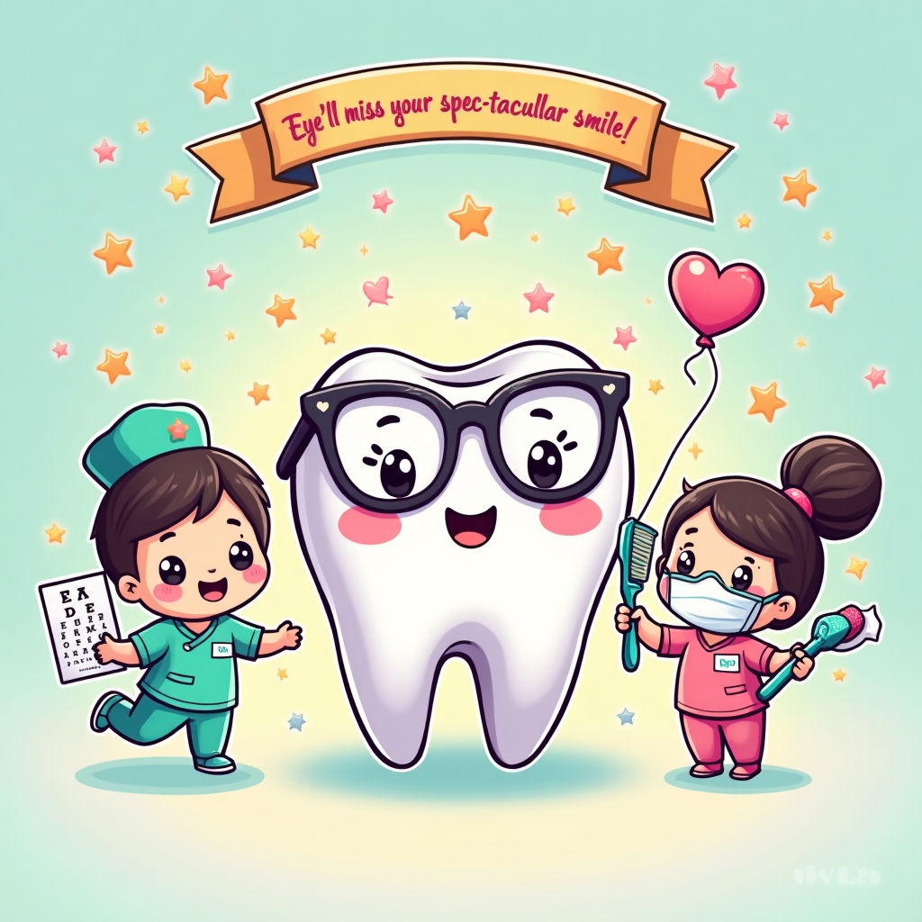 Kawaii characters, Optical assistant, Dental nurse, and Farewell Card