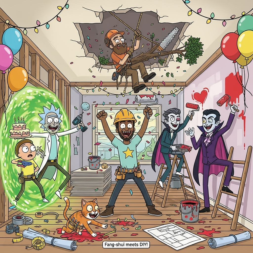 Maurice Beverly , Rick and Morty, A naughty ginger cat, An Arborist with a beard , House renovations , Gay vampires, and Birthday Card