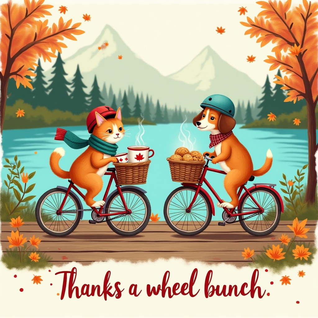 Cats, Dogs , Cycling , Canada , Tea , Snacks , , and Thank-you Card