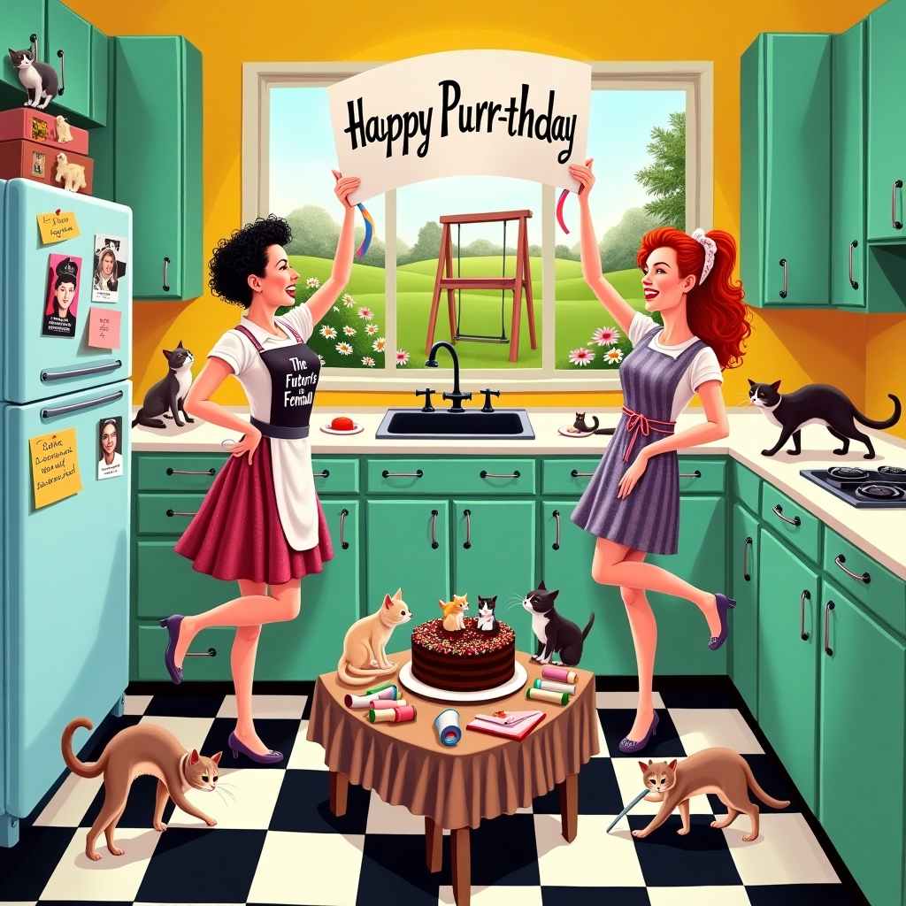 Lesbian, Feminism, and Cats Birthday Card