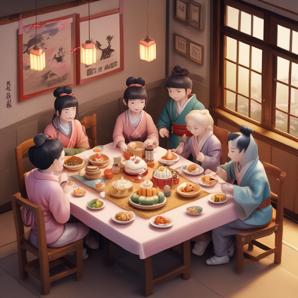 Realistic Cute, Design a charming birthday scene that combines cuteness with a sense of authenticity. The focus should be a lengthy table covered in a delicate pastel-colored cloth, upon which a variety of finely crafted noodle dishes, such as ramen and udon, have been arranged as the primary attraction. Distributed throughout the surrounding environment, tiny samurai figures, each adorned with finely detailed authentic armor and weapons, protect the party. To add a cultured touch, the walls should be adorned with elegant canvases showing serene Jiu Jitsu martial artists engaged in non-aggressive sparring. The atmosphere should be welcoming and peaceful, with mellow illumination providing a warm glow to the celebration.
Generated with these themes: Noodles, Jui Jitsu, Samari, and Drawing.
Made with ❤️ by AI.
