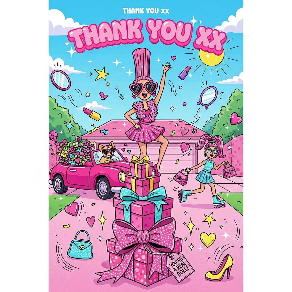 Barbie barbie barbie , and Thank-you Card