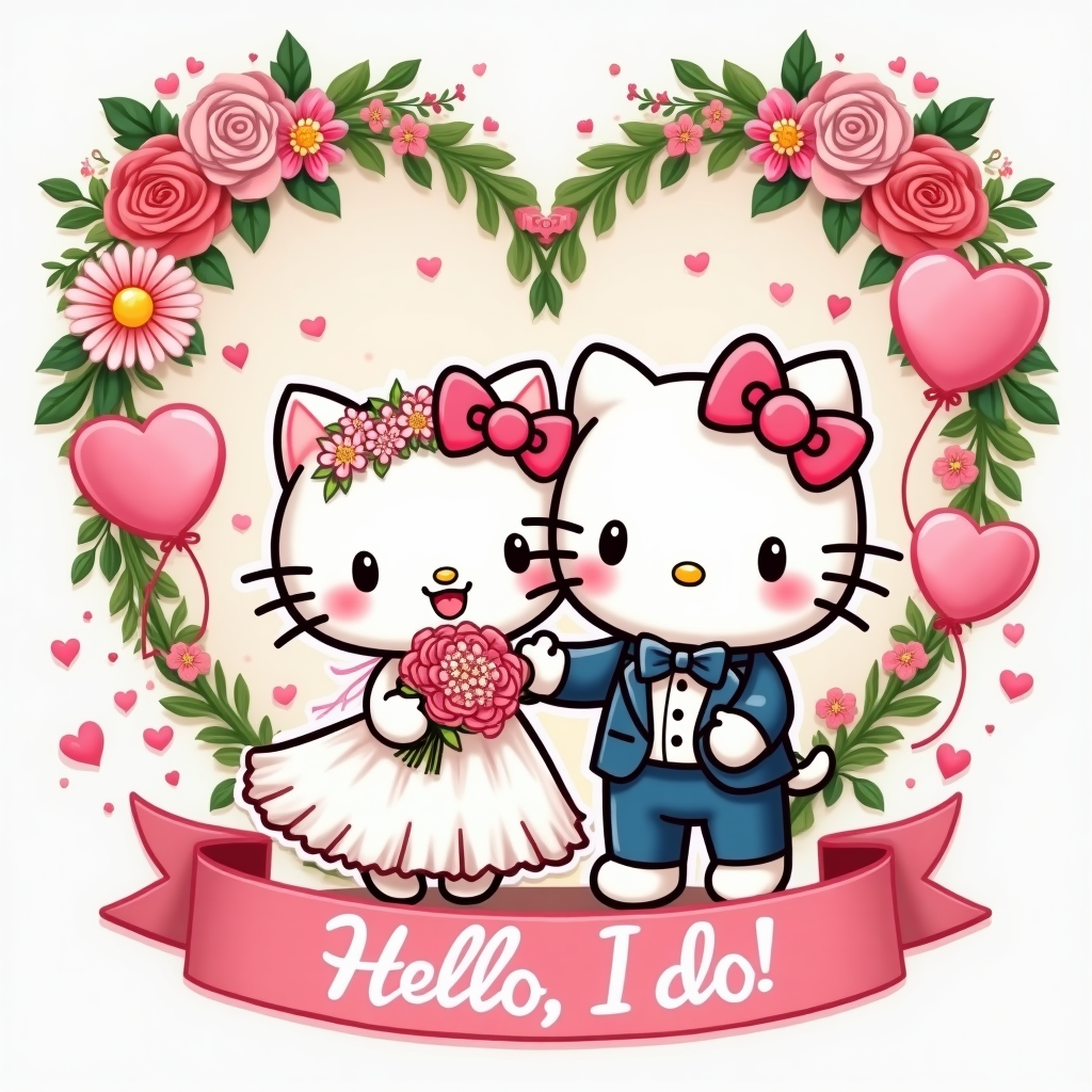 Hello kitty, and Wedding Card