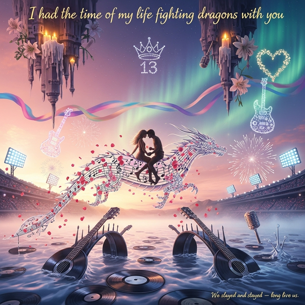 Taylor swift, I had the time of my life fighting dragons with you, Long live, and Anniversary Card