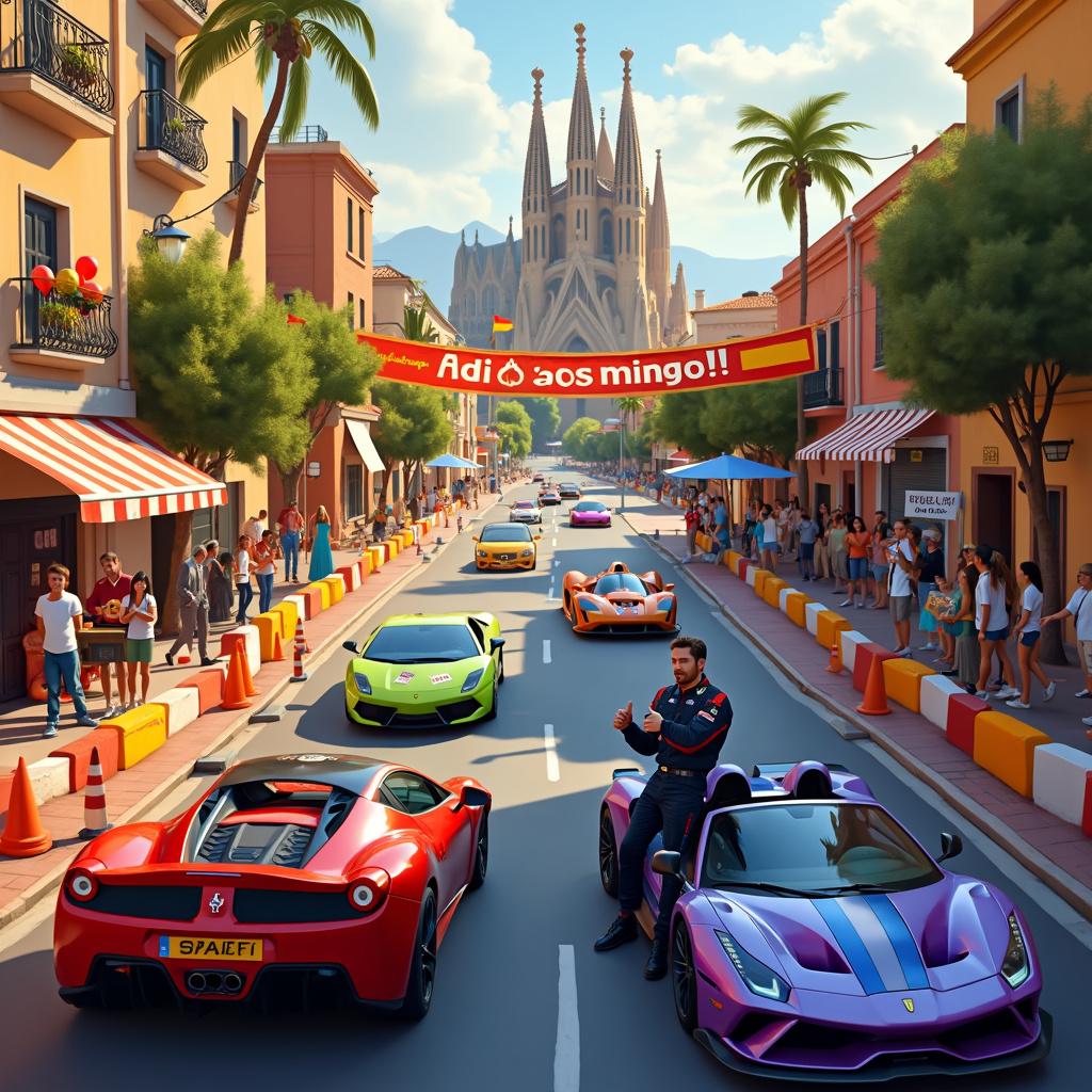Fast cars, Go karting, and Barcelona Farewell Card