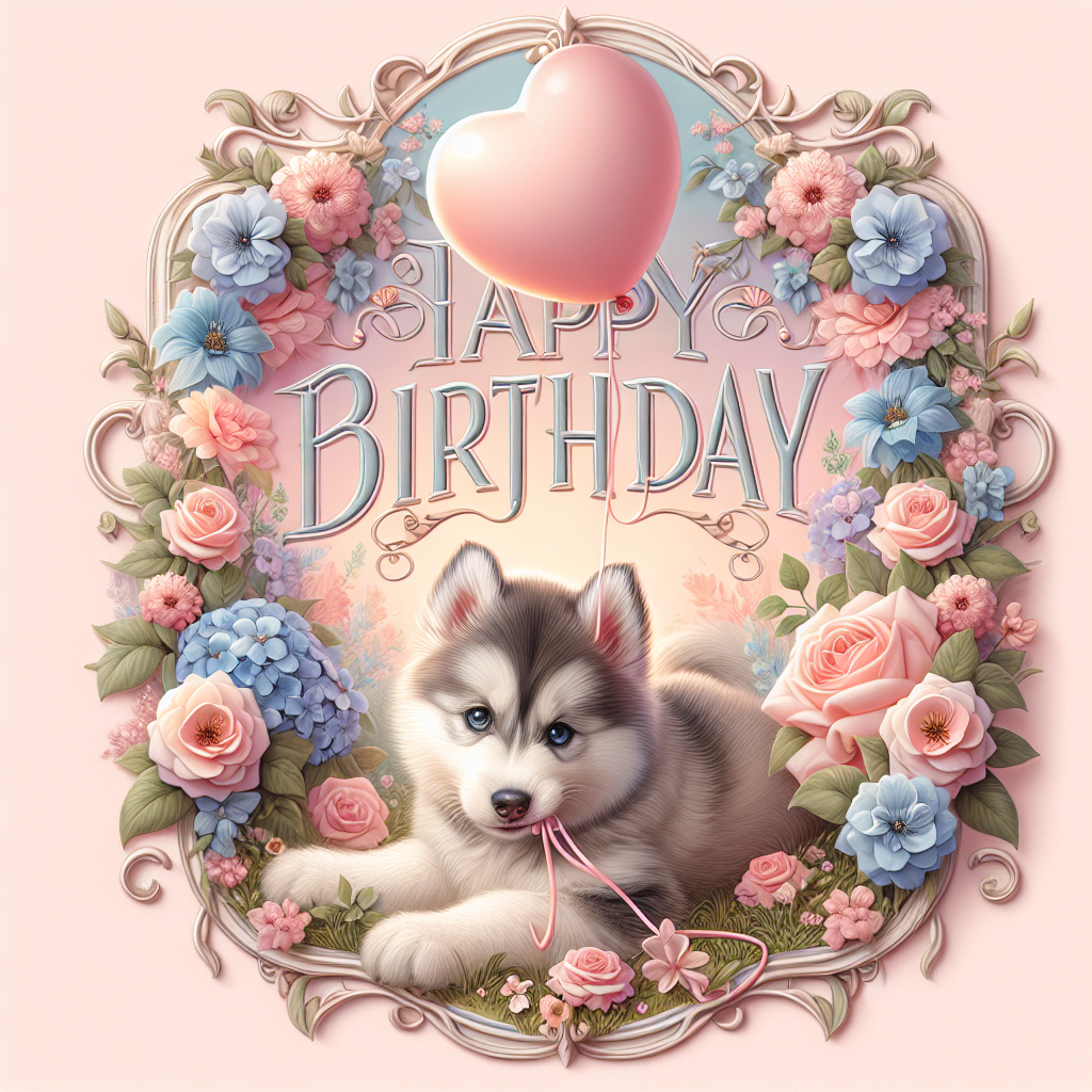 Siberian Husky Birthday Card