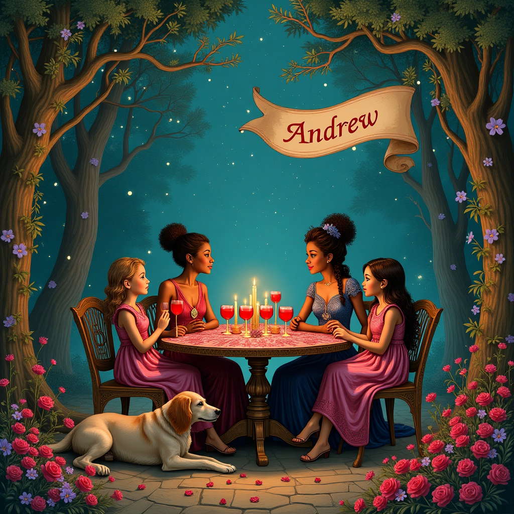 Wharhammer, thier 2 mix race little girls and black wife. Red wine. Dog. Valentines-day Card