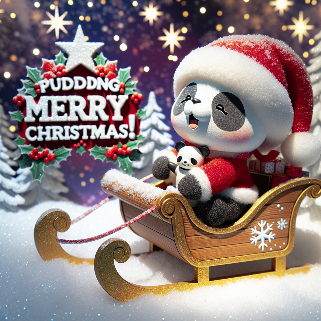 Panda on sleigh Christmas Card