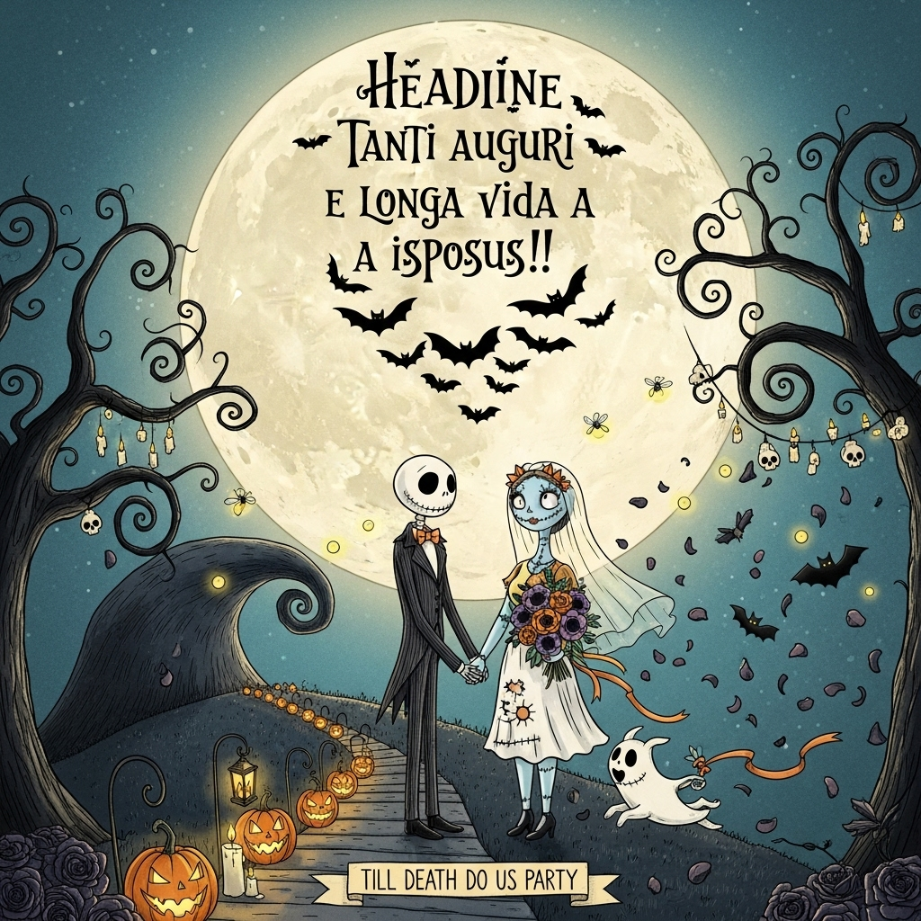 Nightmare Before Christmas, Halloween, and Wedding Card