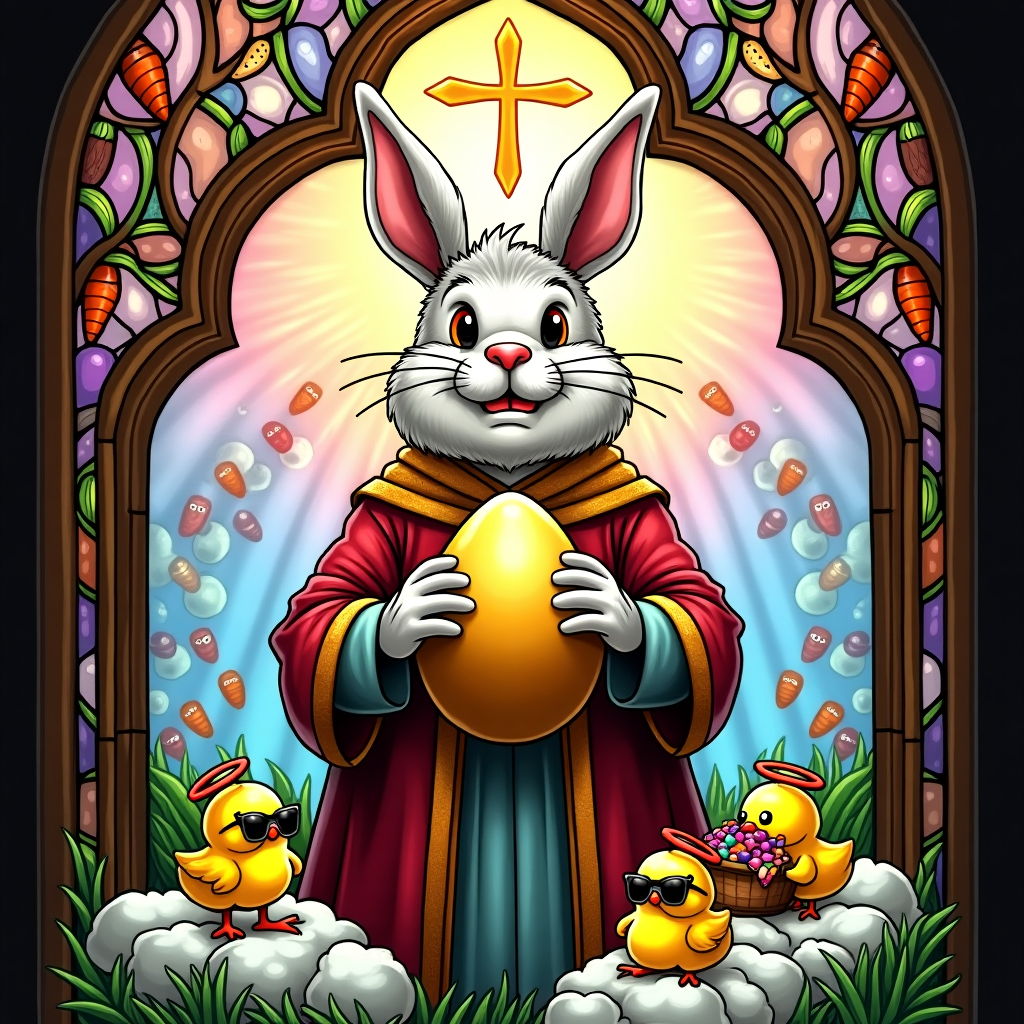Stained glass window Easter theme Easter Card