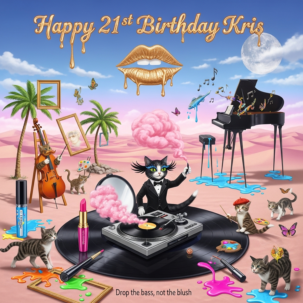 Music, Cats, Art, Makeup, and Birthday Card