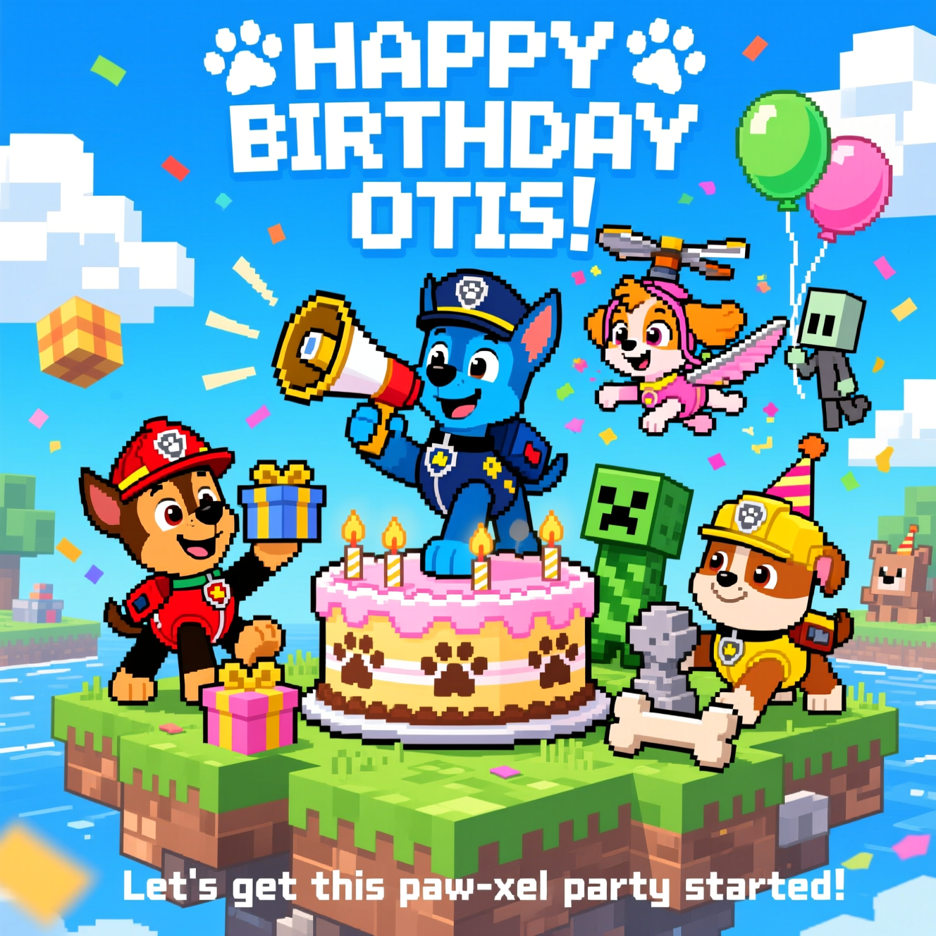Minecraft paw patrol, and Birthday Card