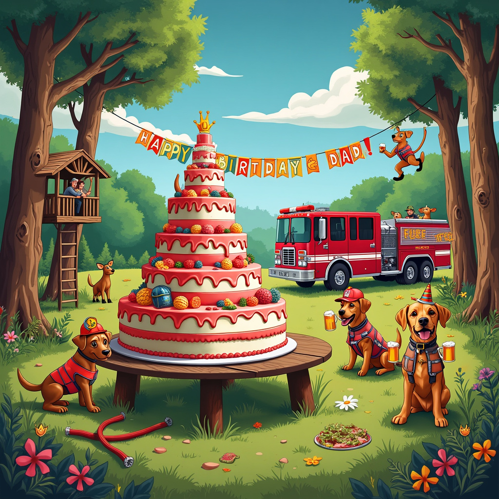 Fire trucks, Dogs , Hunting , Deer, and Beer Birthday Card